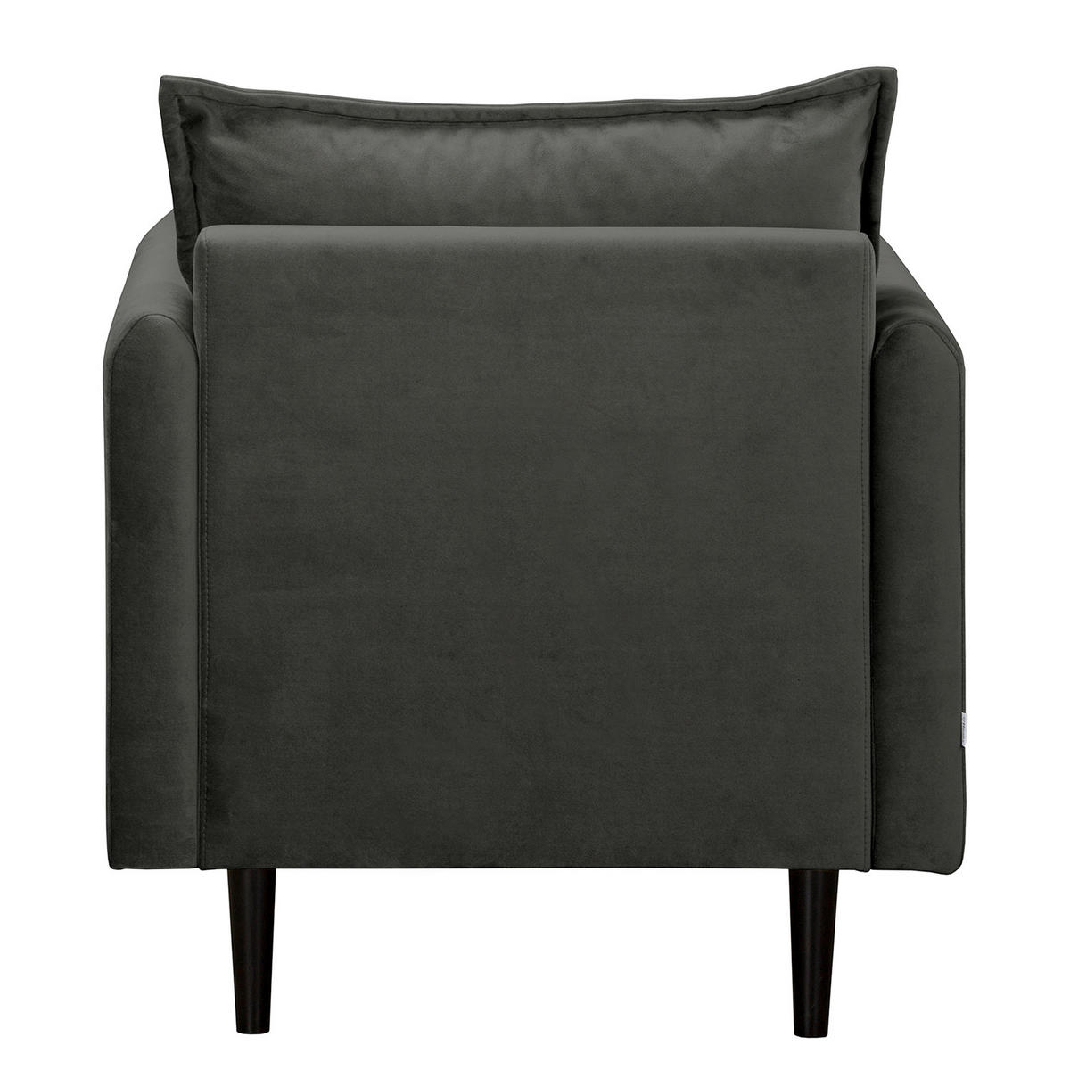 SESSEL in Samt Dunkelgrau  - Dunkelgrau/Schwarz, Design, Holz/Textil (74/86/100cm) - P & B