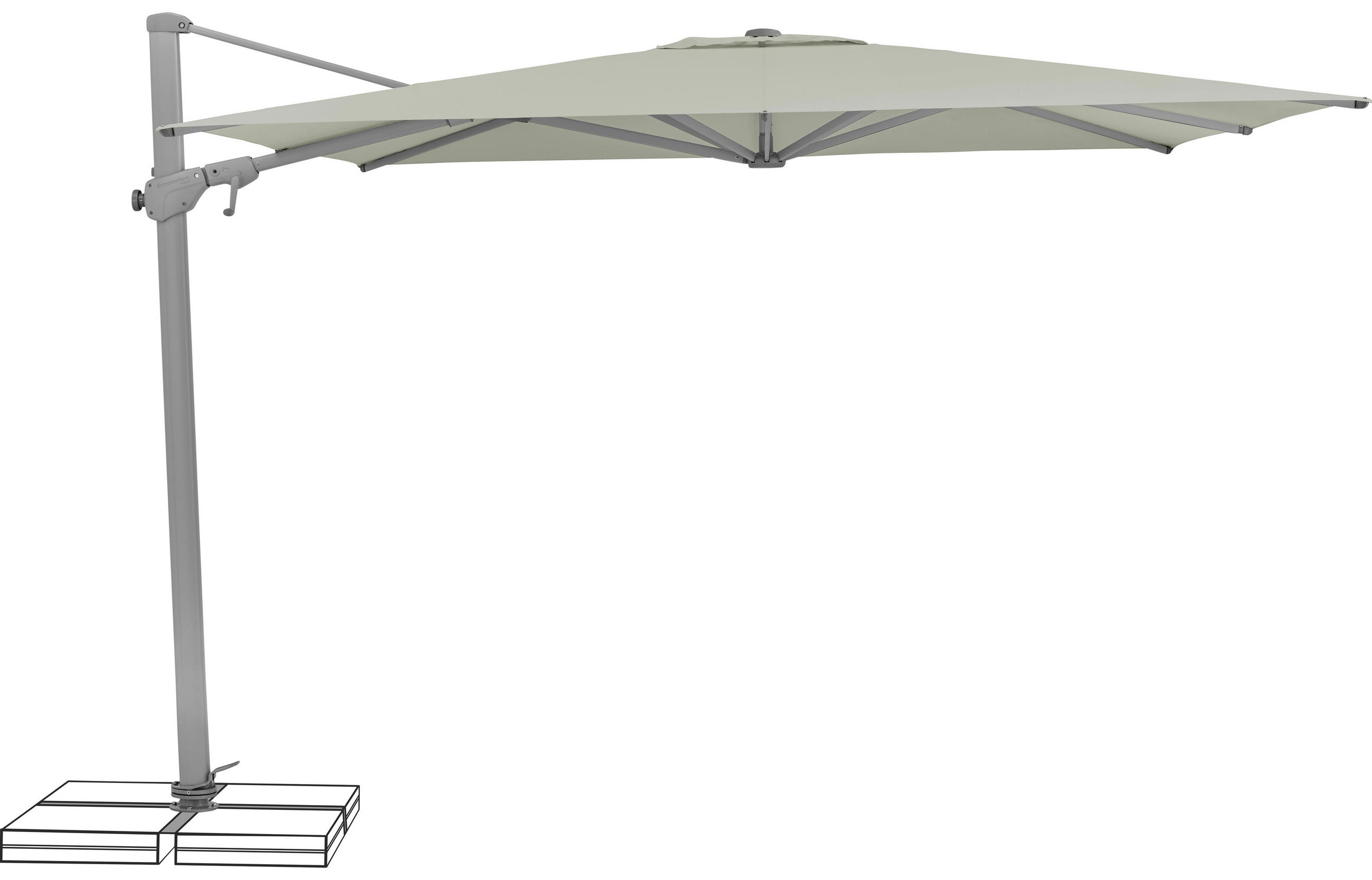 AMPELSCHIRM 300x300 cm  - Silberfarben/Hellgrau, Basics, Textil/Metall (300/300cm) - Suncomfort by Glatz