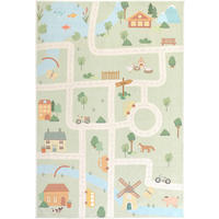 KINDERTEPPICH 120/180 cm LIVING ECOVIA, waschbar Bauernhof  - Pastellblau/Salbeigrün, Trend, Kunststoff/Textil (120/180cm) - Lindorug