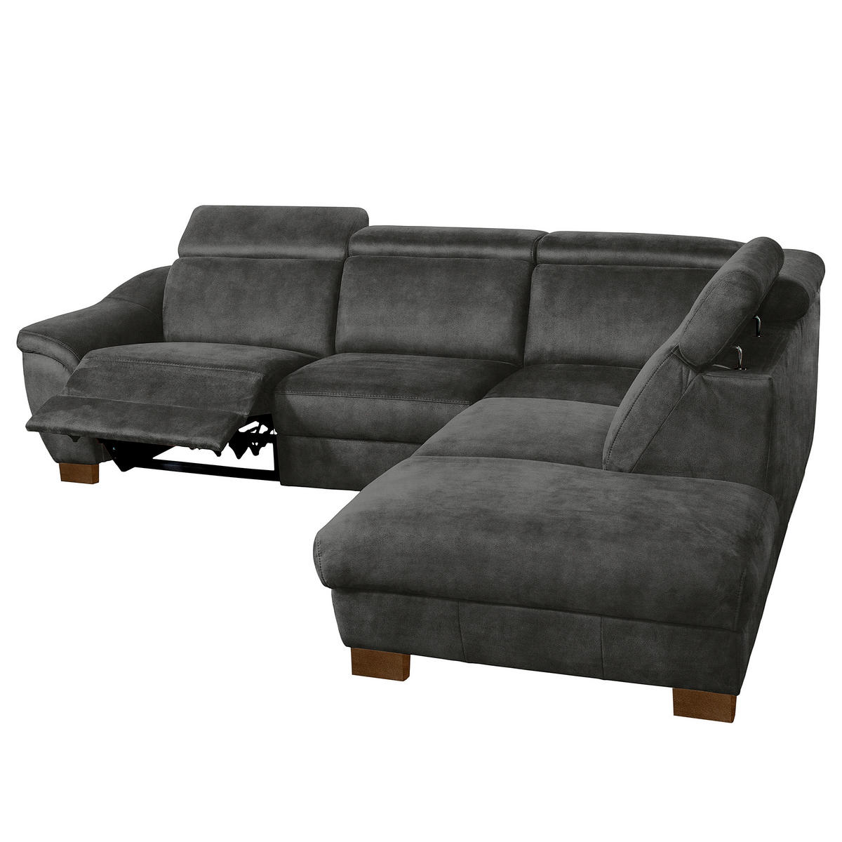 ECKSOFA TREND in Mikrofaser Anthrazit Bettkasten, Relaxfunktion, Kopfteilverstellung  276/238 cm  - Wengefarben/Anthrazit, Design, Holz/Textil (276/238cm) - Livetastic