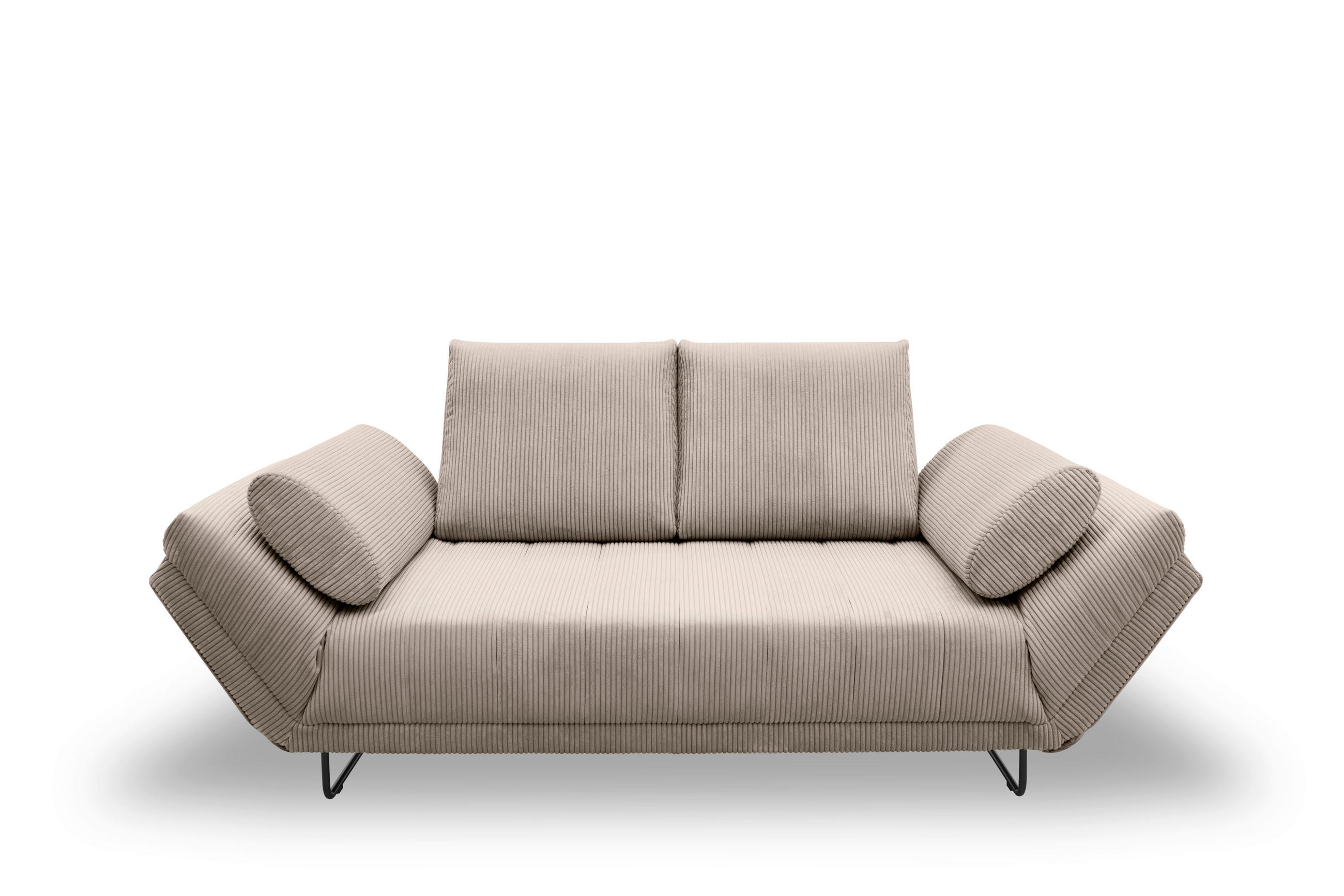 SCHLAFSOFA  in Cord, Mikrofaser Taupe  - Taupe/Schwarz, Design, Textil/Metall (210/95/97cm) - MID.YOU