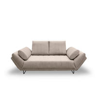 SCHLAFSOFA  in Cord, Mikrofaser Taupe  - Taupe/Schwarz, Design, Textil/Metall (210/95/97cm) - MID.YOU