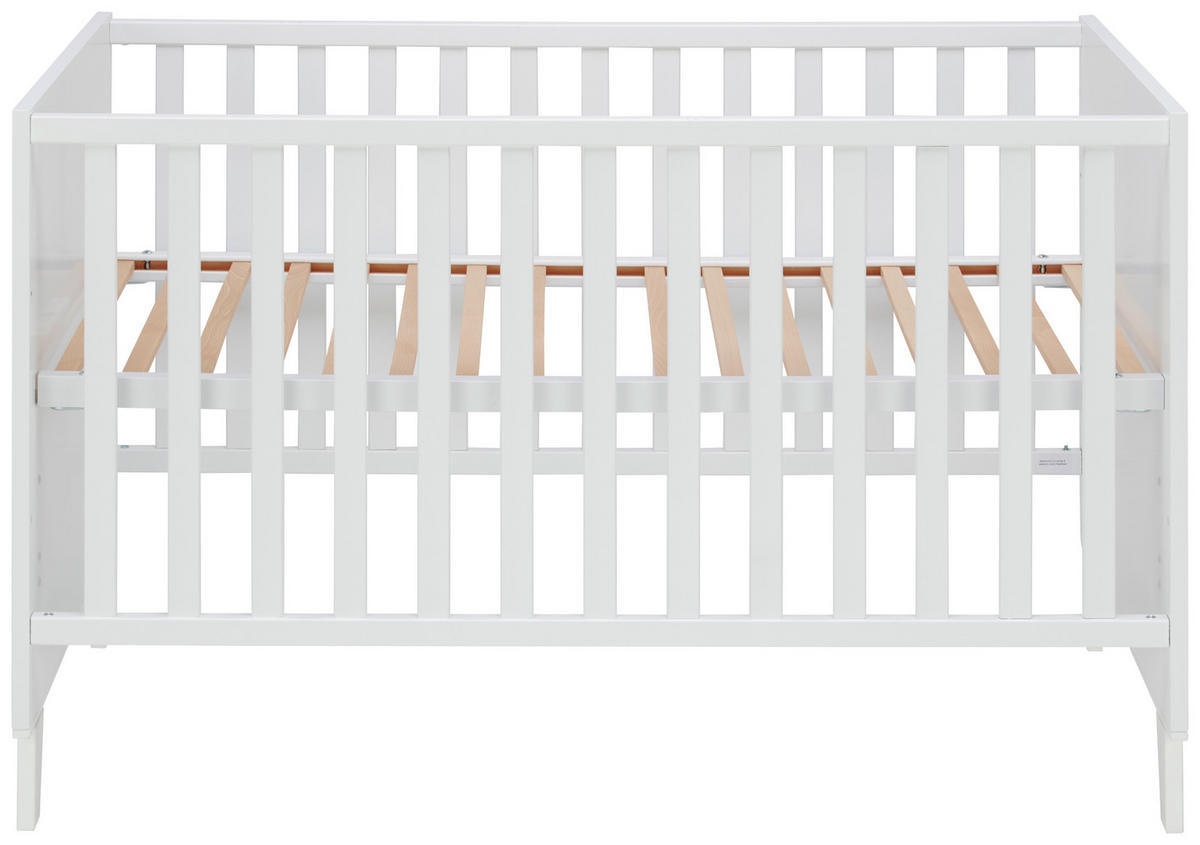 RÁCSOS KISÁGY Michi  - fehér, Trend, faalapú anyag/fa (143,4/78,9/76,6cm) - My Baby Lou