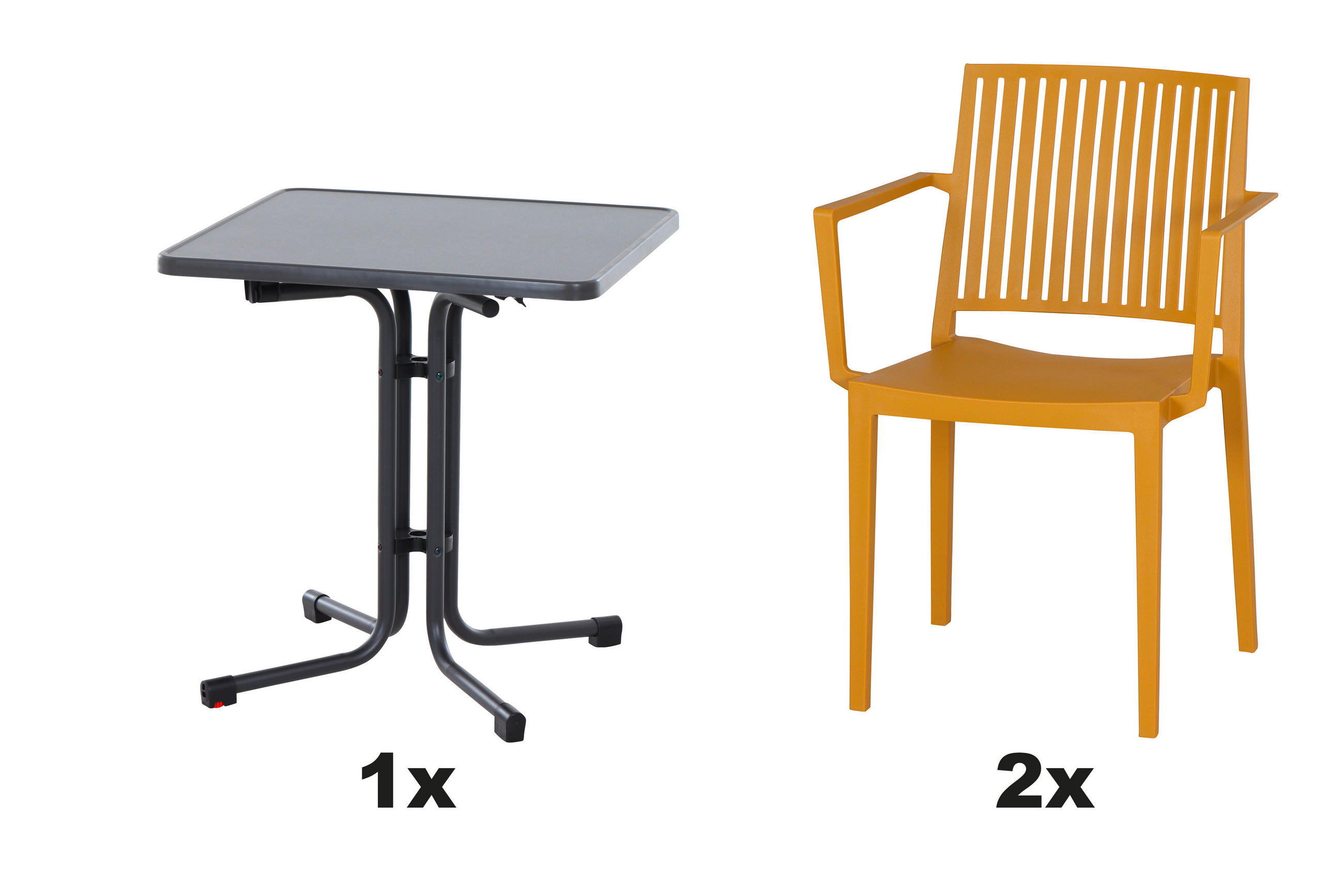 GARTENGARNITUR 3-teilig  - Gelb, Basics, Holzwerkstoff/Kunststoff (70/80/70cm) - Siena Garden
