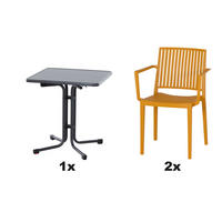 GARTENGARNITUR 3-teilig Stahl  - Gelb, Basics, Kunststoff/Metall (70/80/70cm) - Siena Garden