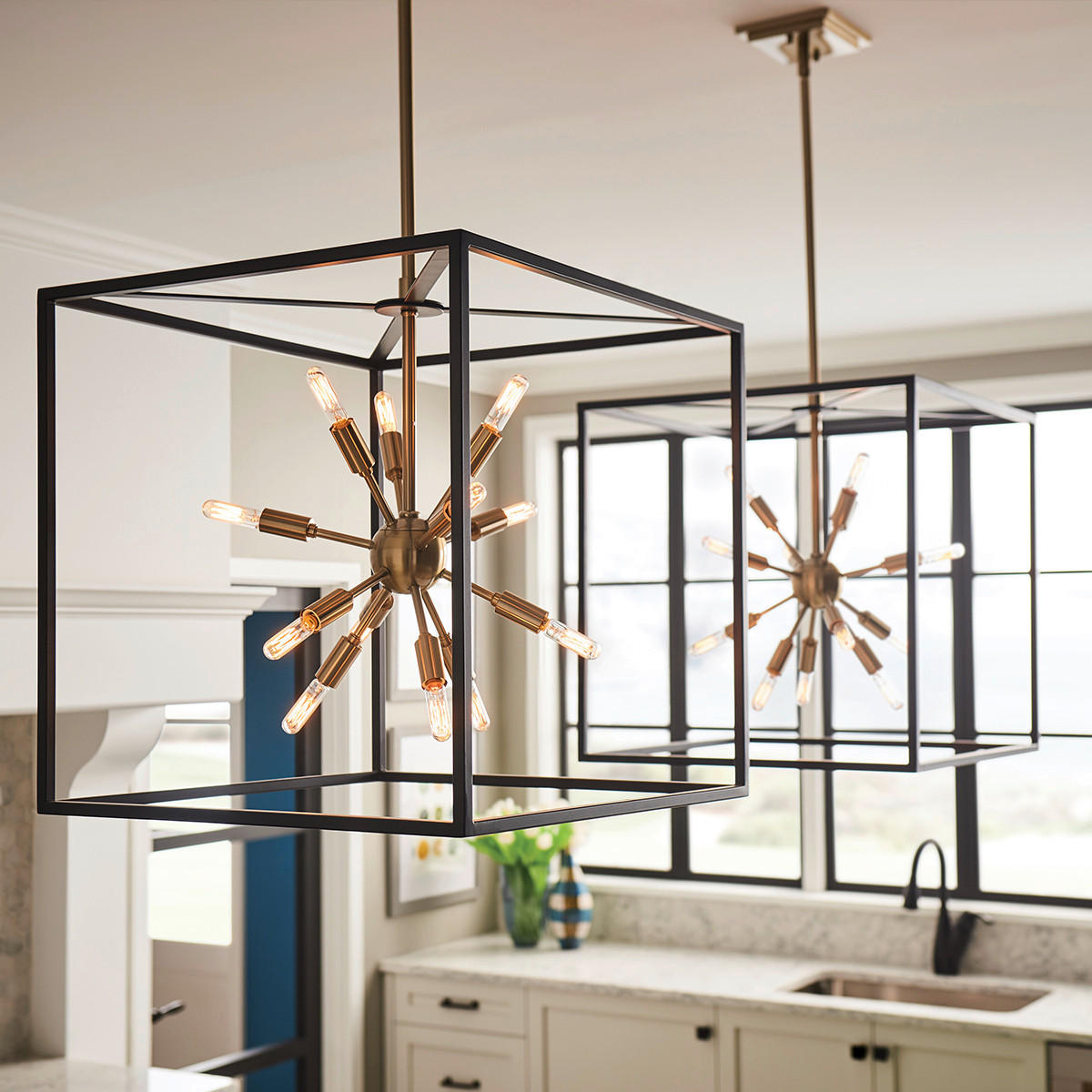 VISEČA SVETILKA  Elstead Aros      51/59.5 cm      E14 - črna/barve medenine, Design, kovina (51/59.5cm) - Elstead Lighting