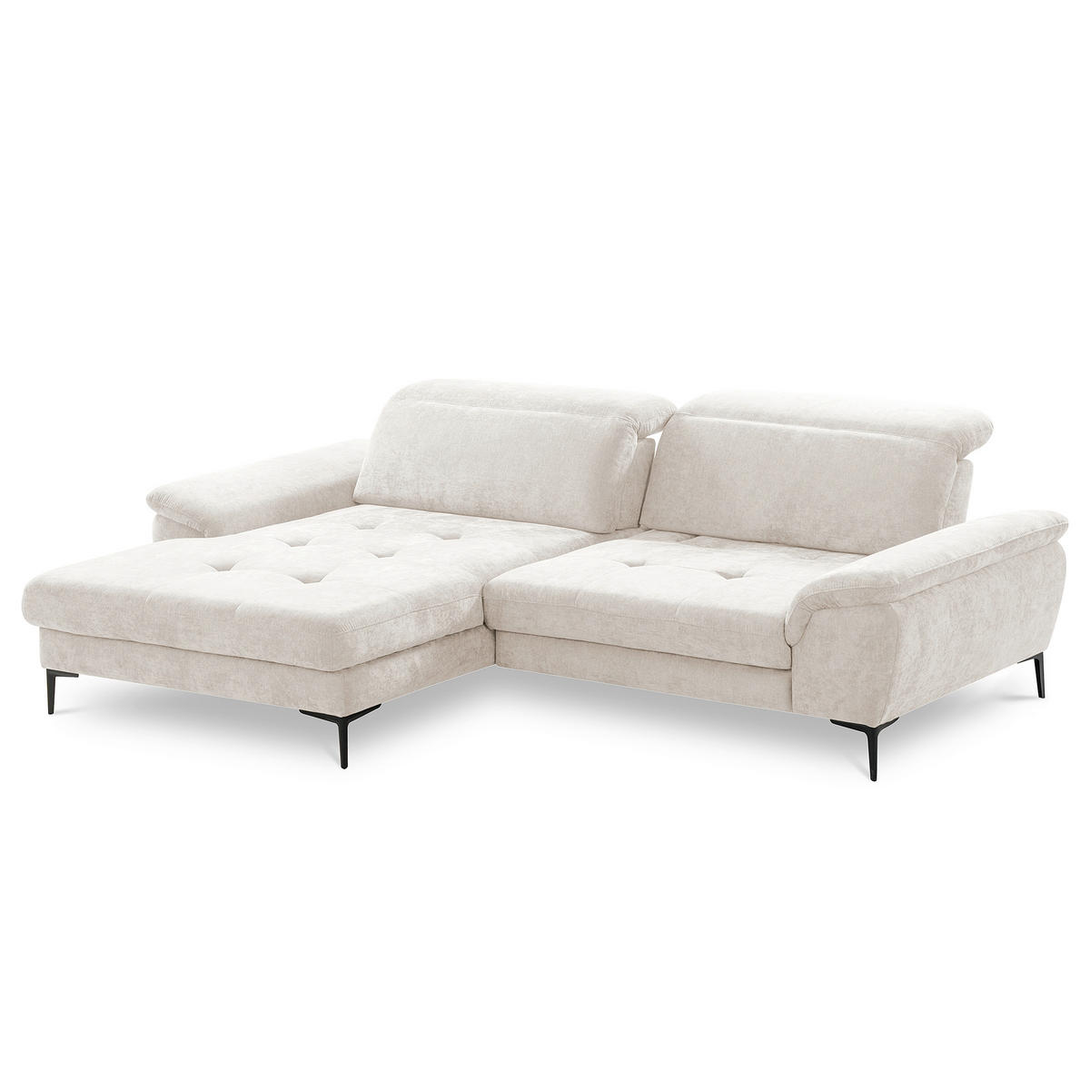 ECKSOFA  Webstoff Sandfarben  - Sandfarben/Schwarz, Design, Textil/Metall (195/268cm) - Livetastic