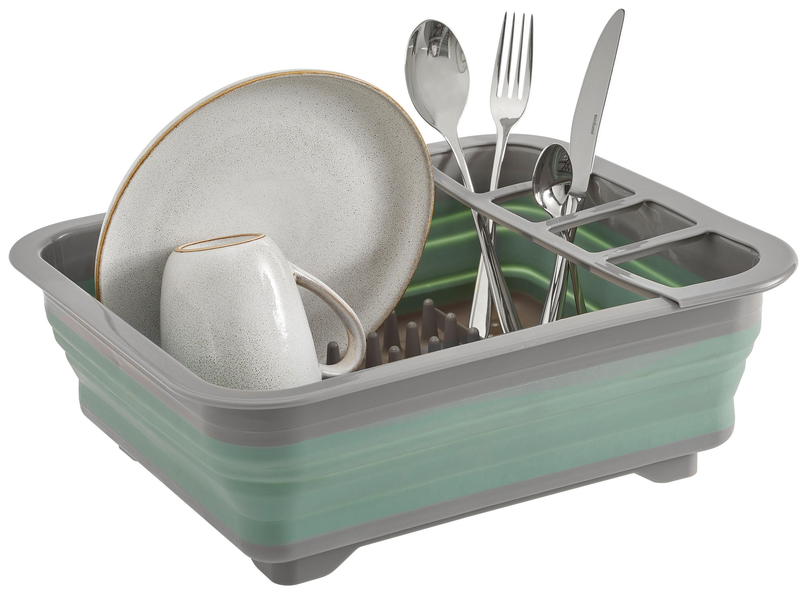 GESCHIRRABTROPFKORB - Petrol/Grau, Basics, Kunststoff (36/30,5/12cm) - Homeware Profession.
