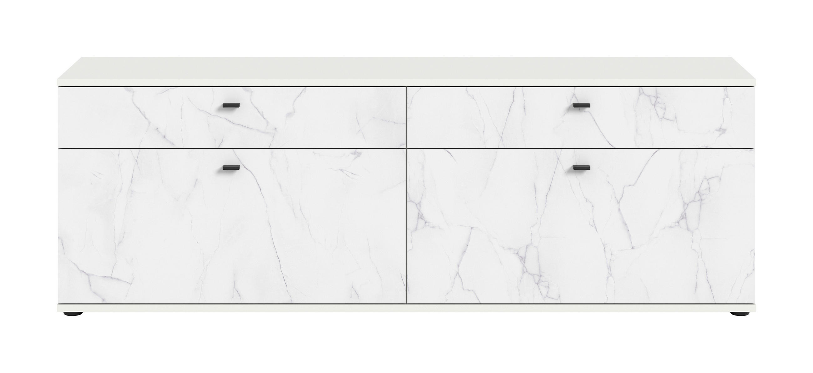 NÍZKÁ KOMODA, bílá, 180/62/40 cm - bílá/černá, Design, kompozitní dřevo/plast (180/62/40cm) - MID.YOU