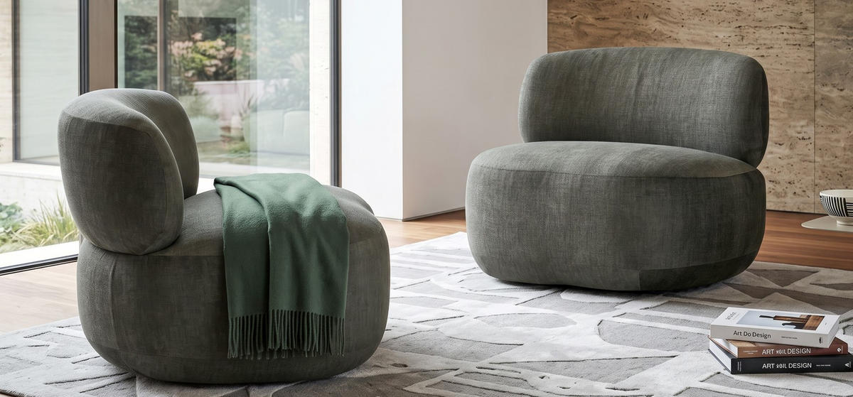SESSEL in Flachgewebe Dunkelgrün  - Dunkelgrün/Schwarz, Design, Textil/Metall (95/75/92cm) - Lomoco