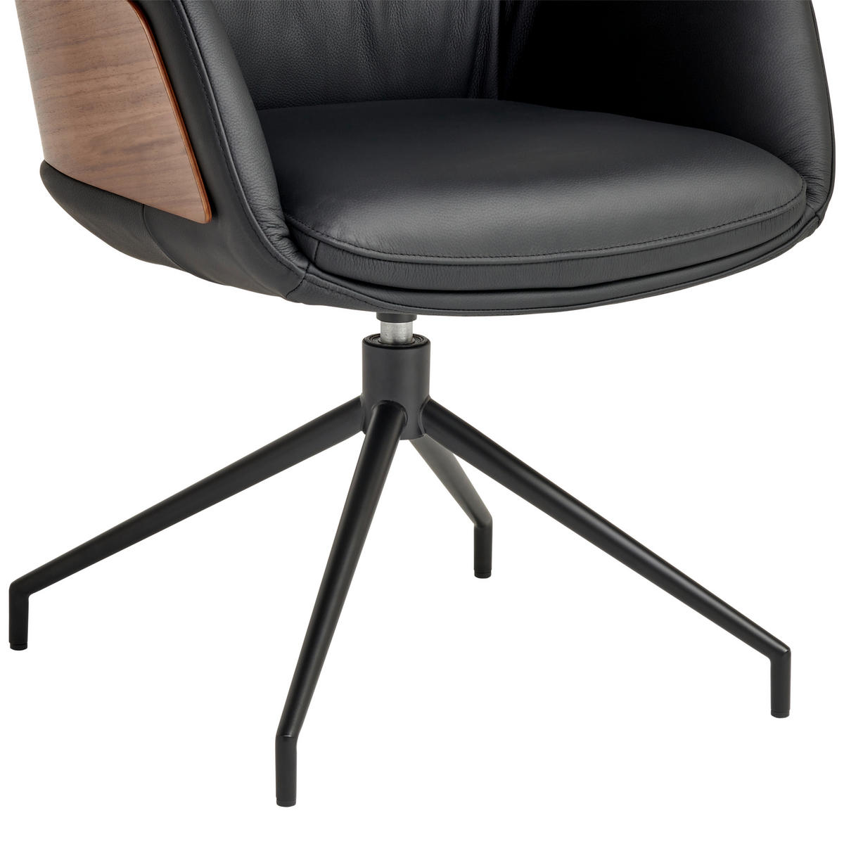 ARMLEHNSTUHL  Lederauswahl, Wippfunktion, Sitzfläche 360° drehbar, automatische Rückholfunktion  Echtleder  Schwarz, Walnussfarben  - Walnussfarben/Schwarz, Design, Leder/Holz (62/92/66cm) - Dieter Knoll