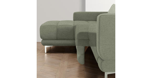 ECKSOFA in Webstoff Grün  - Chromfarben/Grün, Design, Textil/Metall (187/260cm) - Xora