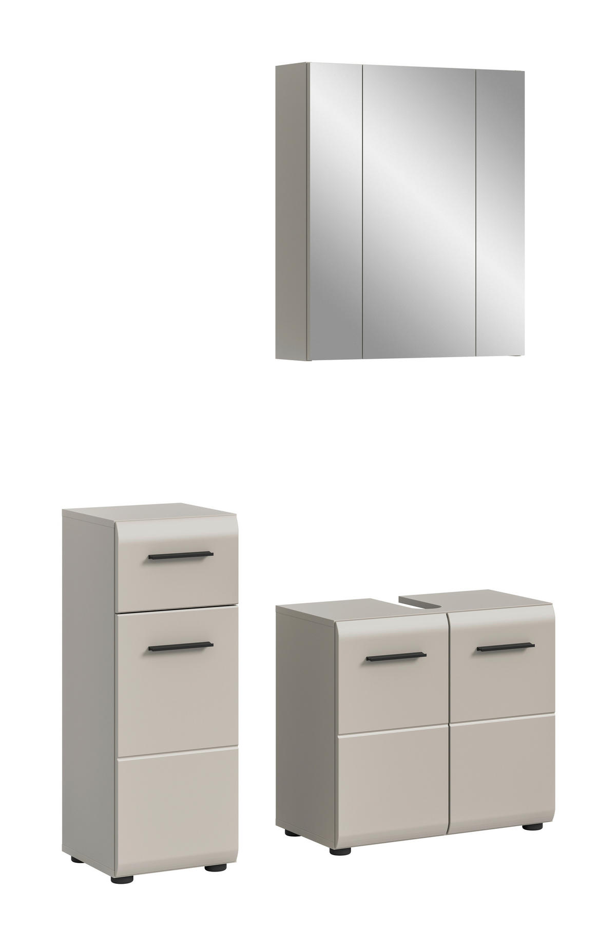 BADEZIMMER 3-teilig  in 90 cm  - Kaschmir/Schwarz, Trend, Glas/Holzwerkstoff (90cm) - MID.YOU