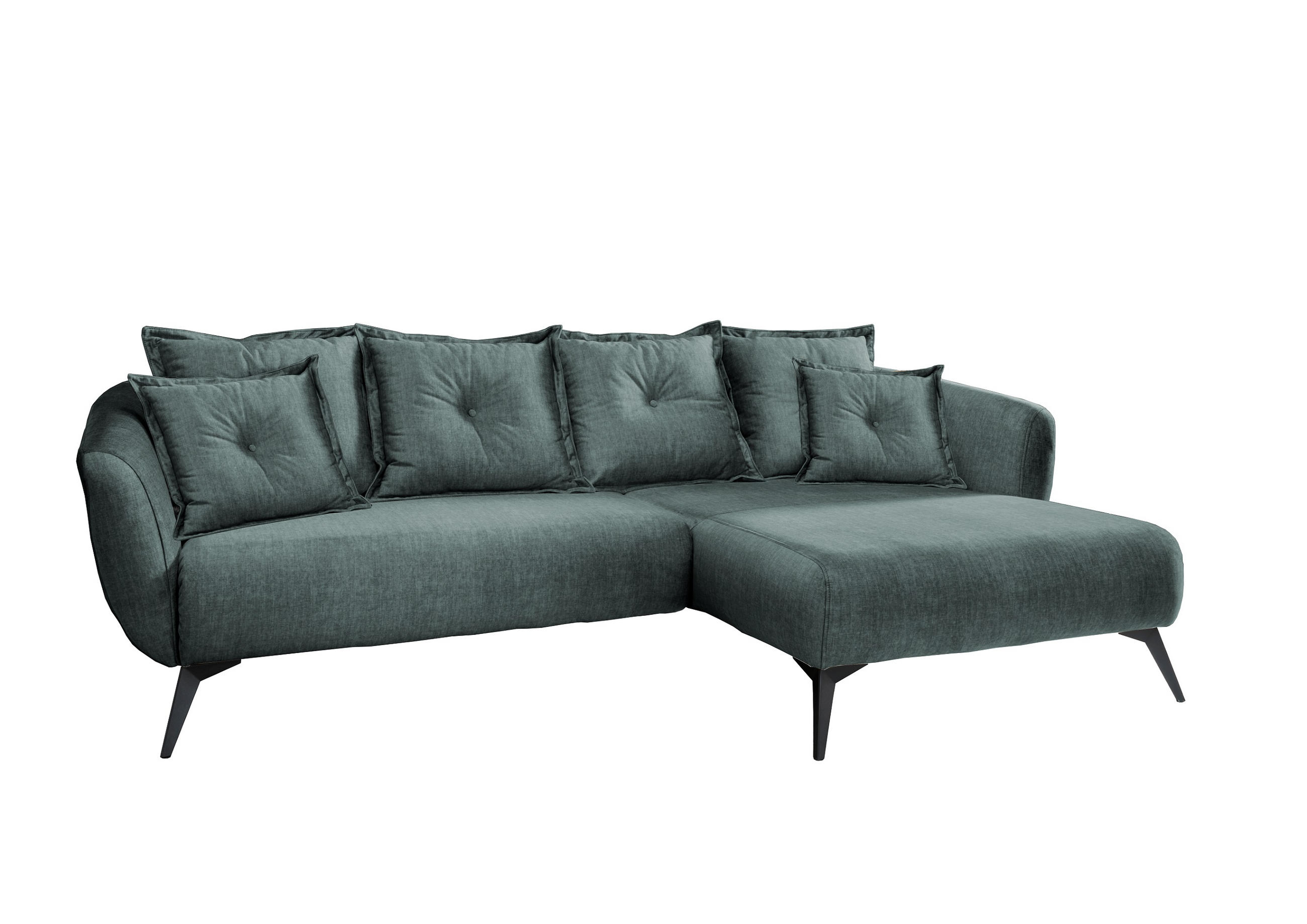 ECKSOFA Blau Velours  - Blau/Schwarz, MODERN, Holz/Textil (277/162cm) - Livetastic