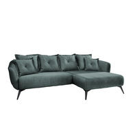 ECKSOFA in Velours Blau  - Blau/Schwarz, Modern, Holz/Textil (277/162cm) - Livetastic