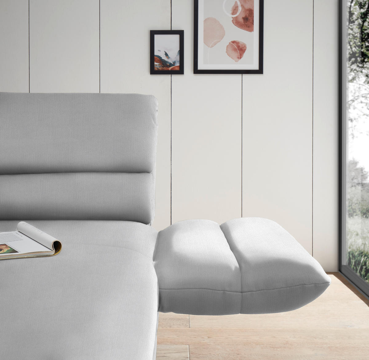 ECKSOFA in Flachgewebe Creme  279-327/176-217 cm  - Creme/Schwarz, Design, Textil/Metall (279-327/176-217cm) - Dieter Knoll