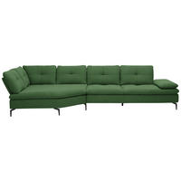 ECKSOFA in Flachgewebe Grün  157/344 cm  - Schwarz/Grün, Design, Textil/Metall (157/344cm) - Chilliano