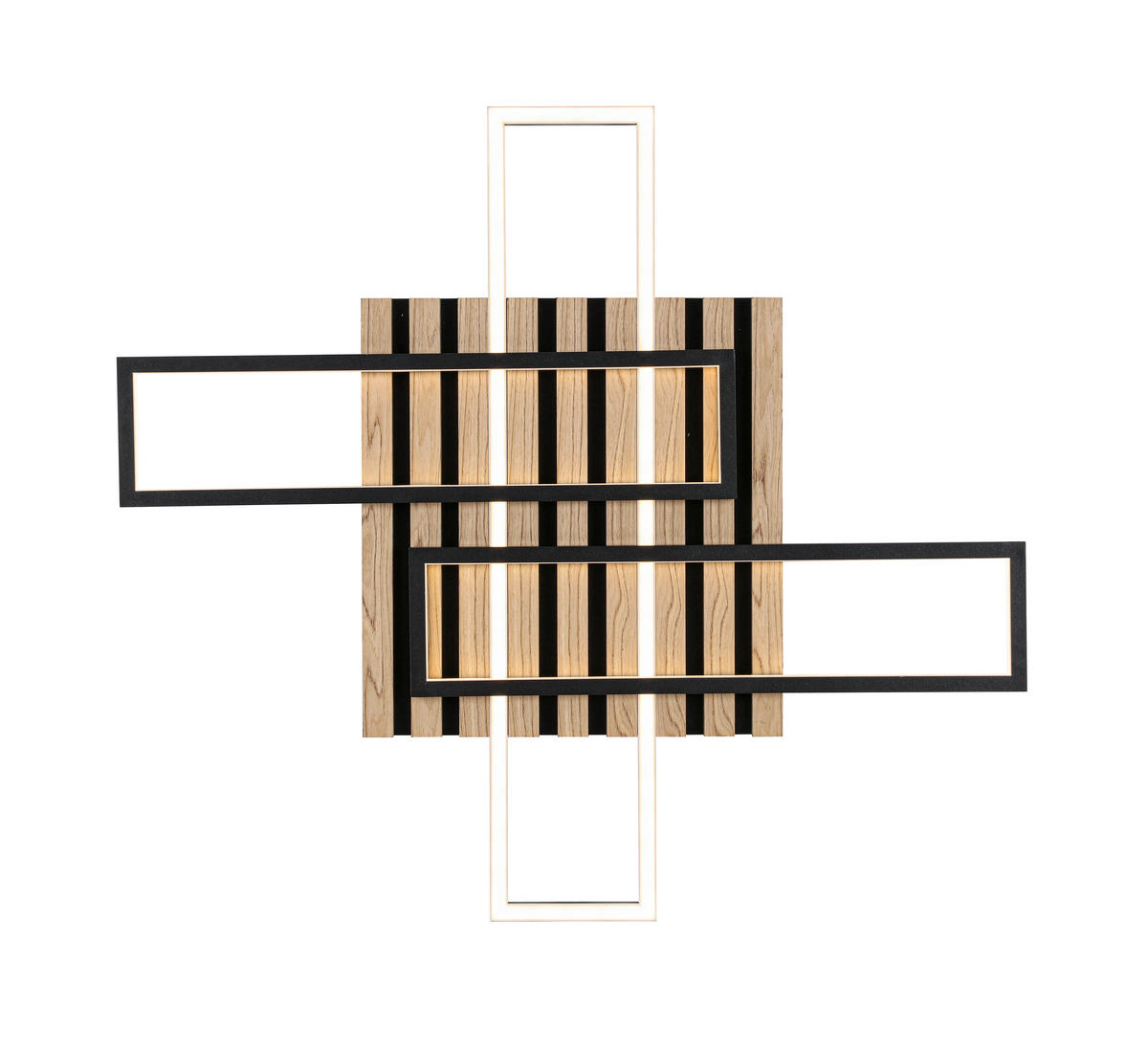 LED-DECKENLEUCHTE 33 W    73,5/66,5/7,5 cm  - Eichefarben/Schwarz, Natur, Holzwerkstoff/Kunststoff (73,5/66,5/7,5cm) - Novel