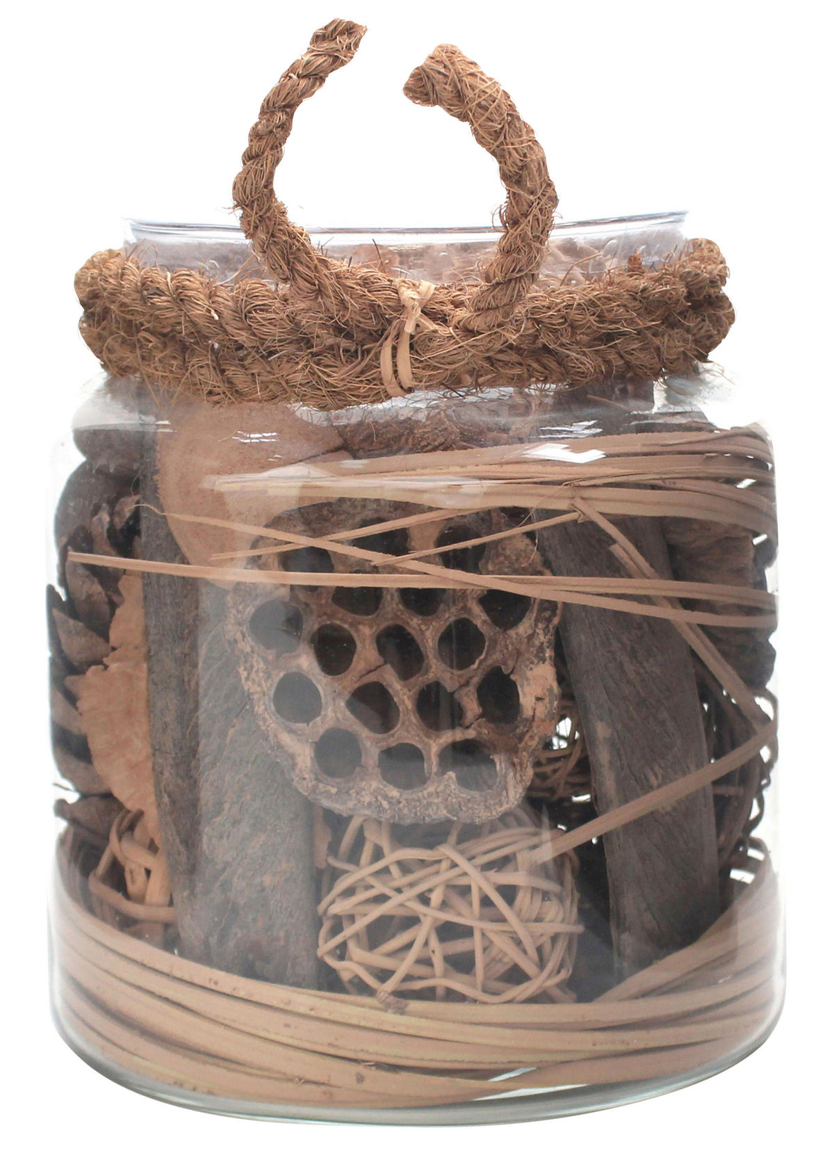 DEKOGLAS 20 cm  - Braun, Lifestyle, Glas/Naturmaterialien (18/20/18cm) - Kayoom