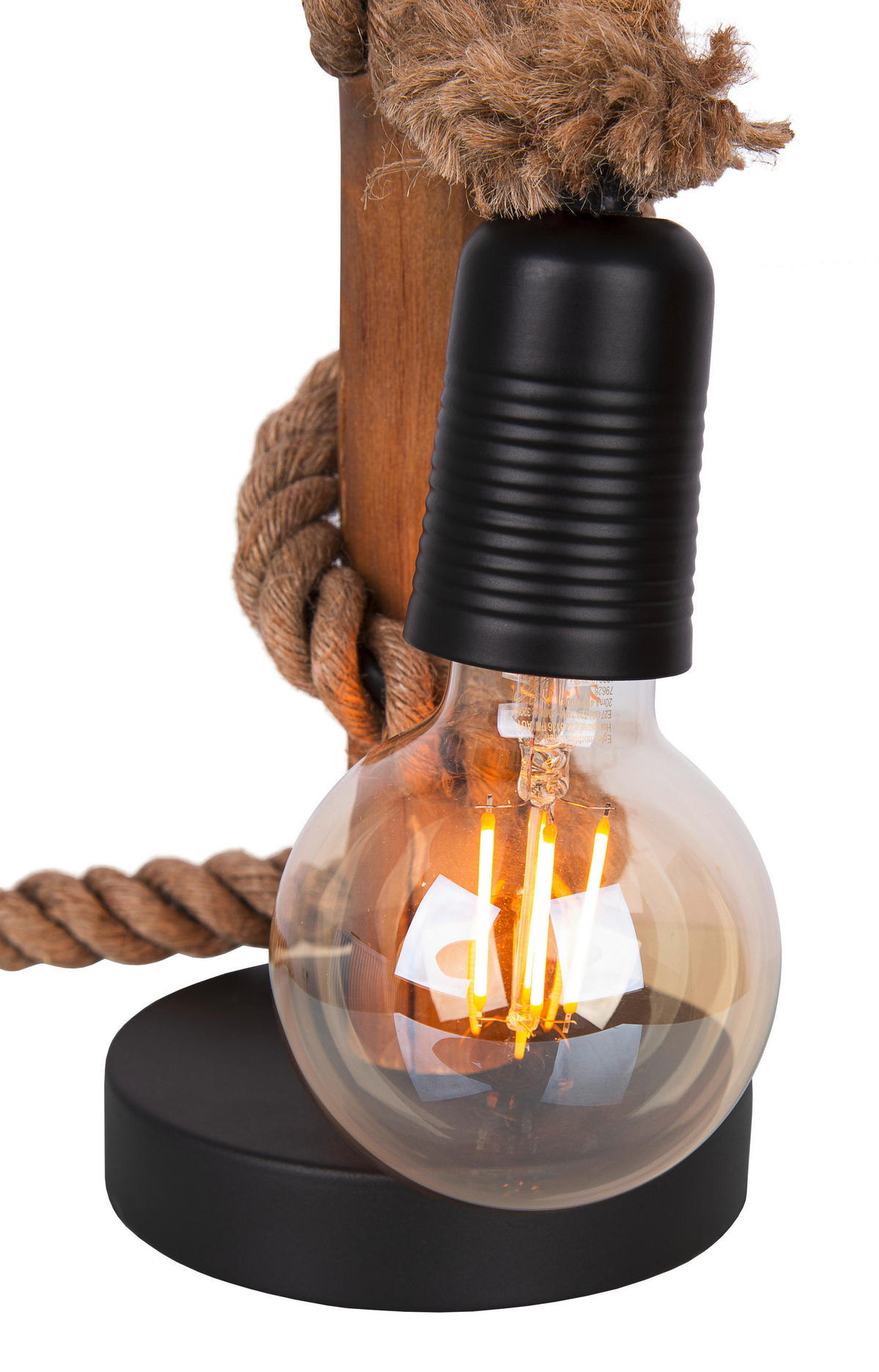 TISCHLEUCHTE   - Eichefarben/Schwarz, Natur, Holz/Metall (40cm)