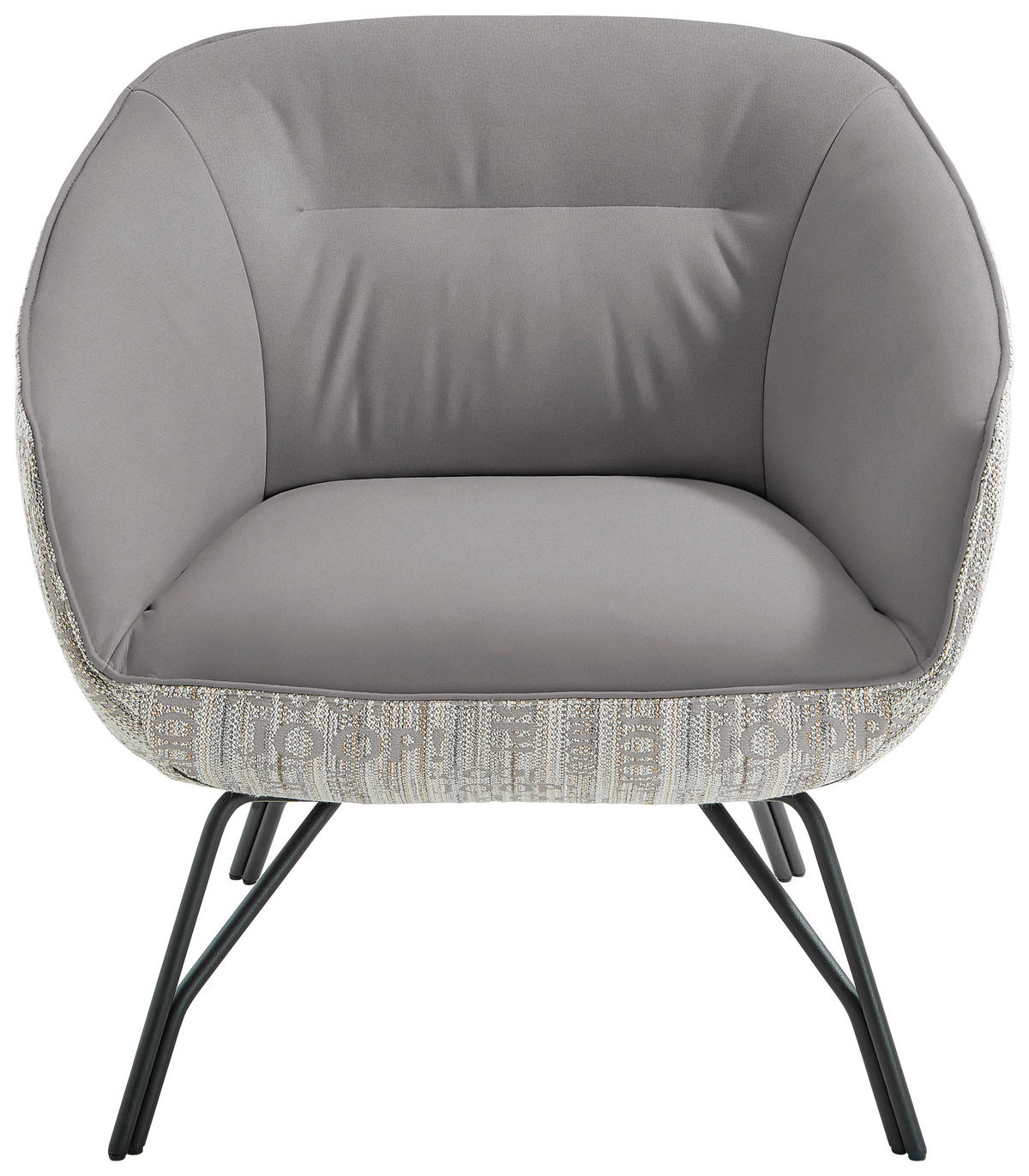 COCKTAILSESSEL - Anthrazit/Hellgrau, Design, Leder/Textil (76/80/73cm) - Joop!