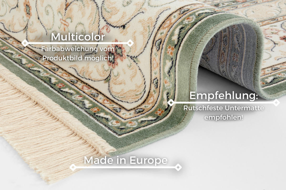 VINTAGE-TEPPICH 95/140 cm Naveh Hellgrün, Creme  - Creme/Hellgrün, Basics, Textil (95/140cm) - Hanse Home