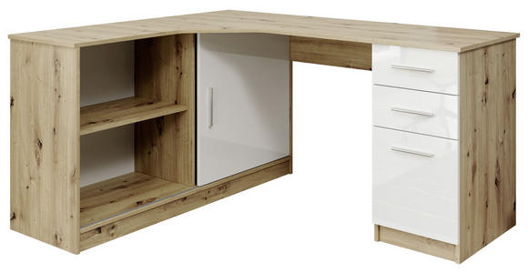 ECKSCHREIBTISCH - Eichefarben/Alufarben, KONVENTIONELL, Holzwerkstoff/Kunststoff (120/75/150cm) - Venda