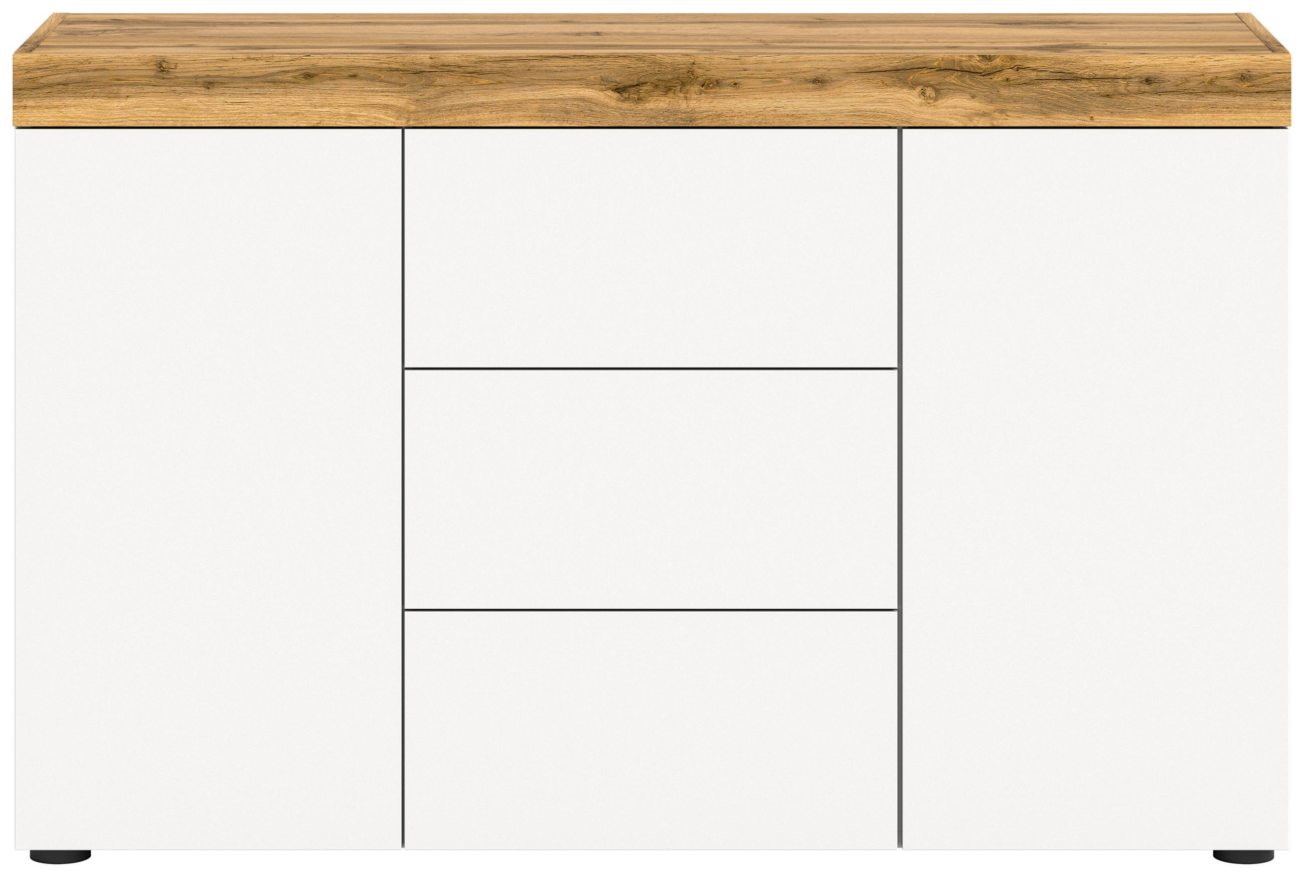 SIDEBOARD 125/80/37 cm  - vit/ek Wotan, Design, trämaterial (125/80/37cm) - MID.YOU