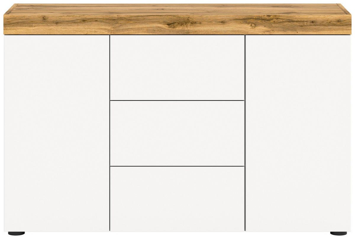KOMODA, hrast wotan, bela  - hrast wotan/bela, Design, leseni material (125/80/37cm) - MID.YOU