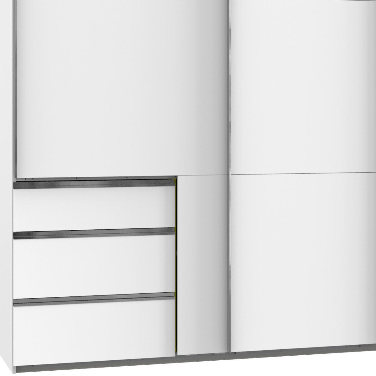 SCHWEBETÜRENSCHRANK  in Weiß  - Chromfarben/Weiß, Basics, Holzwerkstoff/Metall (350/216/65cm) - MID.YOU