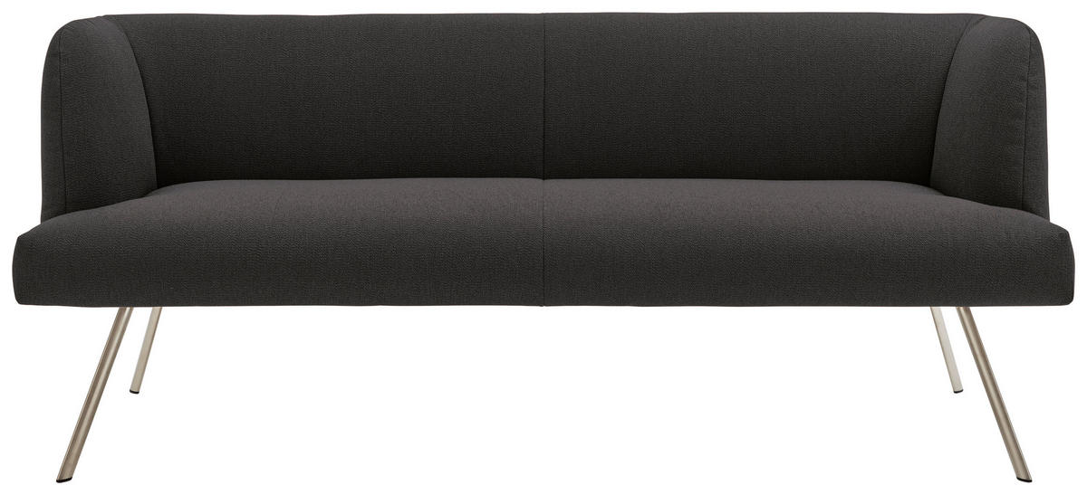 SITZBANK in Metall, Textil Anthrazit, Edelstahlfarben  - Edelstahlfarben/Anthrazit, Design, Textil/Metall (200/87/64cm) - Venjakob