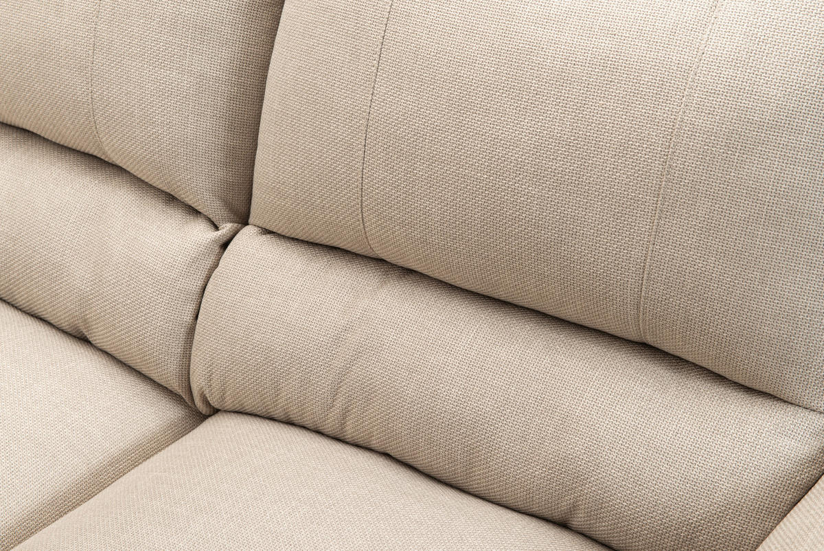 SOFA in Webstoff Beige  - Chromfarben/Beige, Konventionell, Textil/Metall (163/326/256cm) - Livetastic