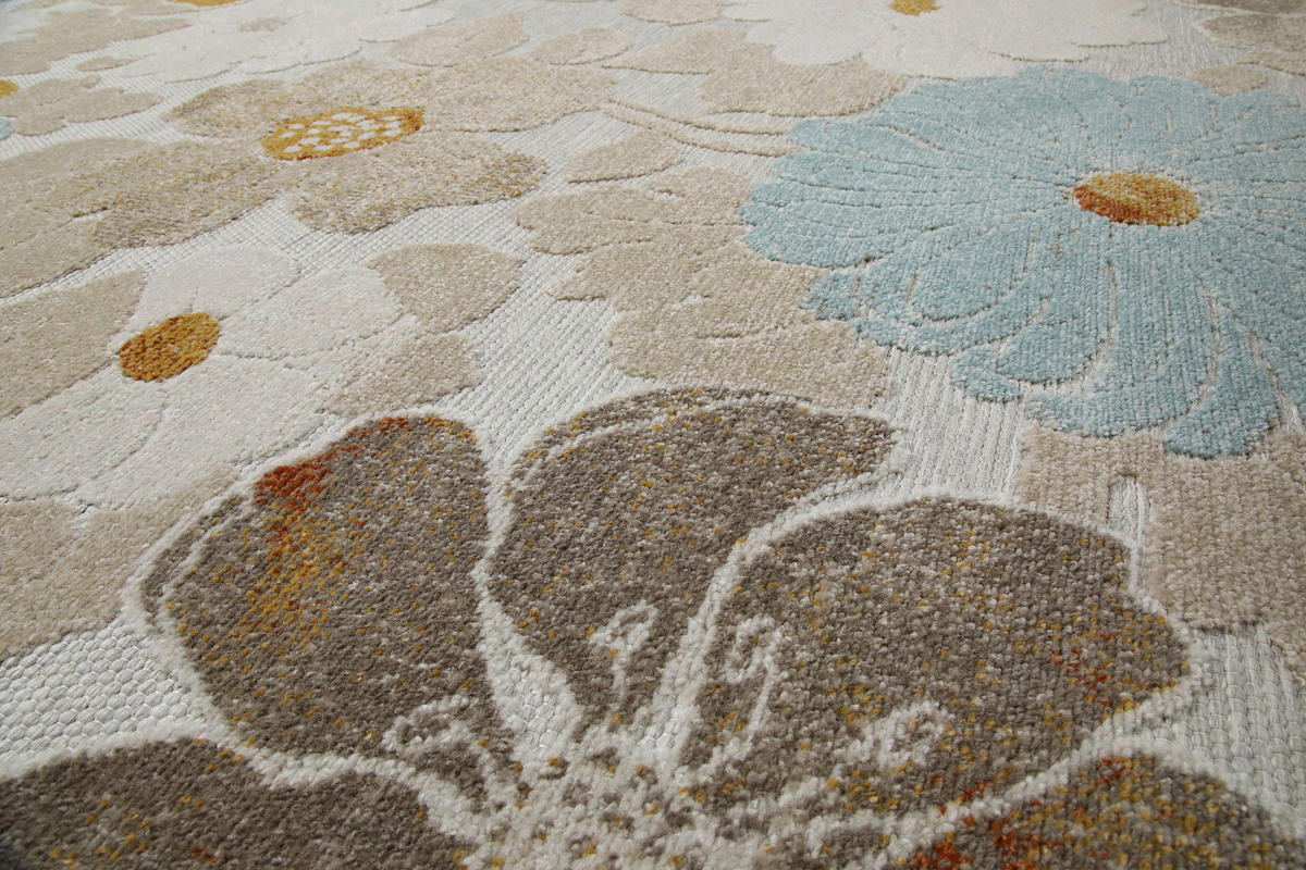 OUTDOORTEPPICH 140/200 cm Beach Flower Hellblau, Beige, Currygelb  - Currygelb/Beige, KONVENTIONELL, Textil (140/200cm) - WECON HOME