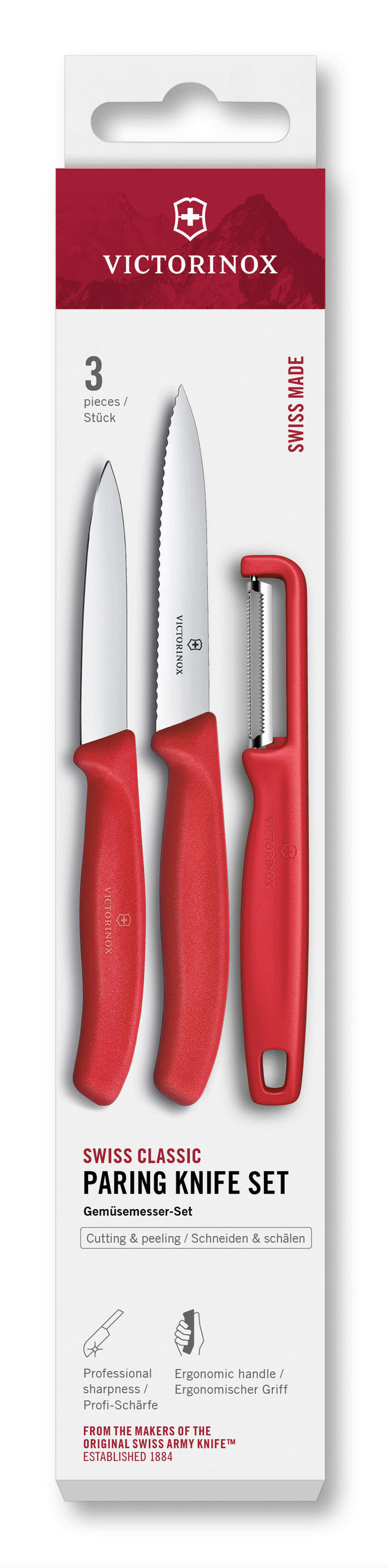 GEMÜSEMESSER  - Hellrot, Basics, Kunststoff (25,4/5,0/2,0cm) - Victorinox