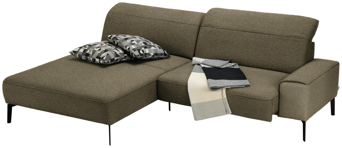 ECKSOFA in Mikrofaser Khaki  - Khaki/Schwarz, Design, Textil/Metall (203/266cm) - Johann Jakob