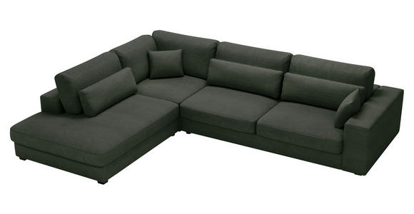 ECKSOFA in Cord Dunkelgrün  - Dunkelgrün/Schwarz, KONVENTIONELL, Kunststoff/Textil (250/314cm) - Carryhome