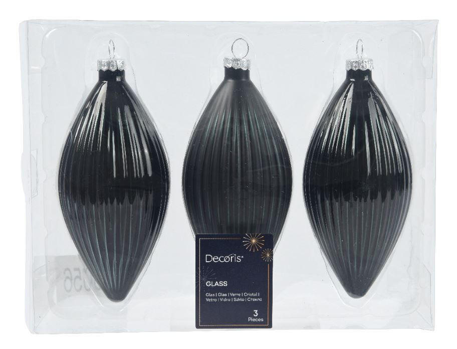 ORNAMENTE BRAD DE CRĂCIUN - negru, Basics, sticlă (6,00/6,00/13,00cm) - X-Mas
