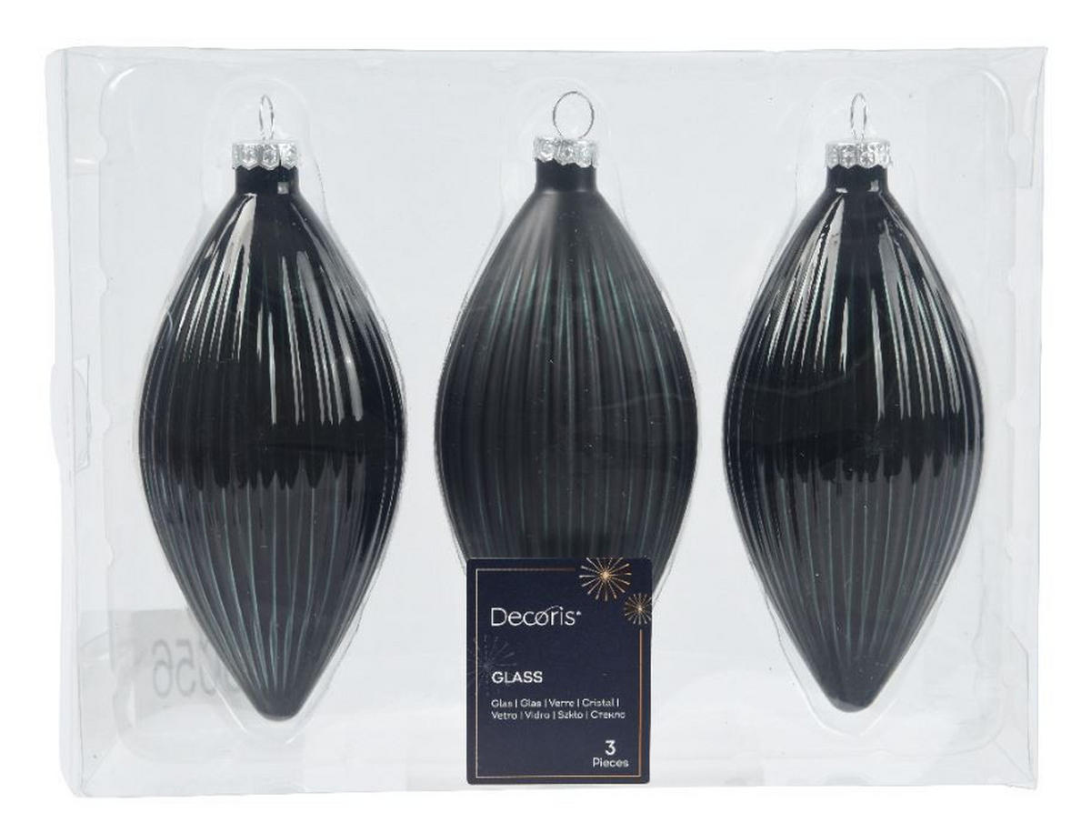 ORNAMENTE BRAD DE CRĂCIUN - negru, Basics, sticlă (6,00/6,00/13,00cm) - X-Mas