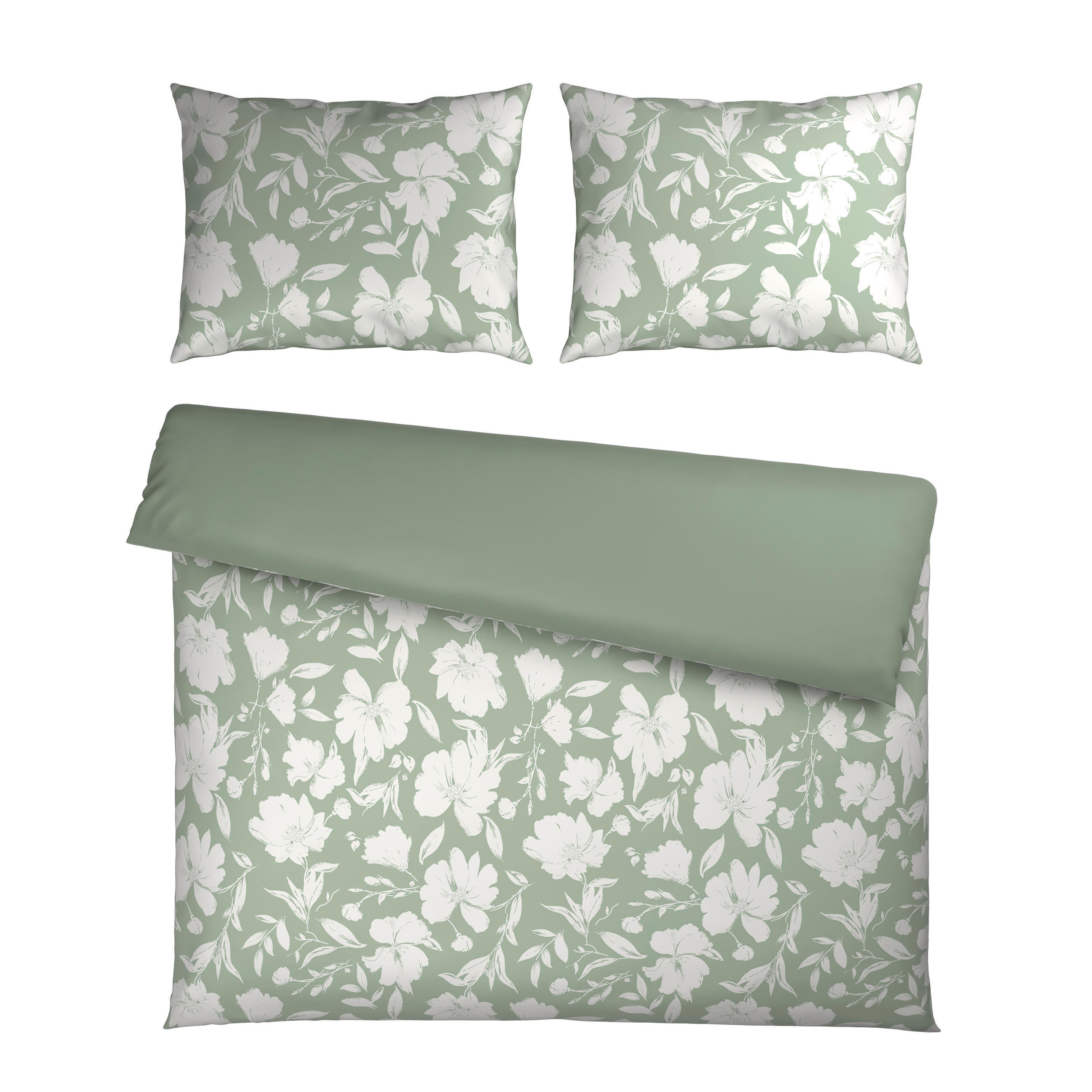 POSTELJINA SA DVA LICA Mavie 200/200 cm saten zelena, bela  - zelena/bela, Konvencionalno, tekstil (200/200cm) - Novel