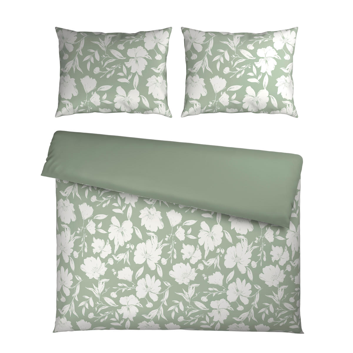 POSTELJINA SA DVA LICA Mavie 200/200 cm saten zelena, bela  - zelena/bela, Konvencionalno, tekstil (200/200cm) - Novel