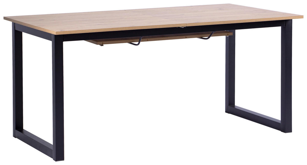 ESSTISCH Eiche Artisan, Schwarz rechteckig  ausziehbar  - Schwarz/Eiche Artisan, KONVENTIONELL, Holzwerkstoff/Metall (160-200/76/90cm) - MID.YOU