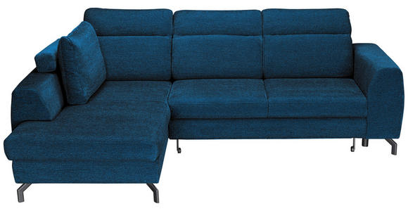 ECKSOFA Blau Chenille  - Blau/Schwarz, KONVENTIONELL, Textil/Metall (185/266cm) - Carryhome