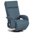 RELAXSESSEL in Leder Blau  - Blau/Edelstahlfarben, Design, Leder/Metall (70/108/80cm) - Cantus