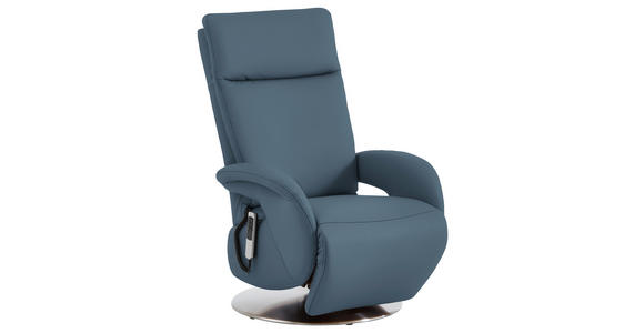 RELAXSESSEL in Leder Blau - Blau/Edelstahlfarben, Design, Leder/Metall (70/108/80cm) - Cantus