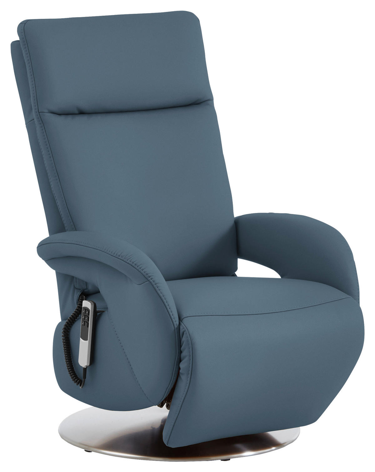 RELAXSESSEL in Leder Blau  - Blau/Edelstahlfarben, Design, Leder/Metall (70/108/80cm) - Cantus