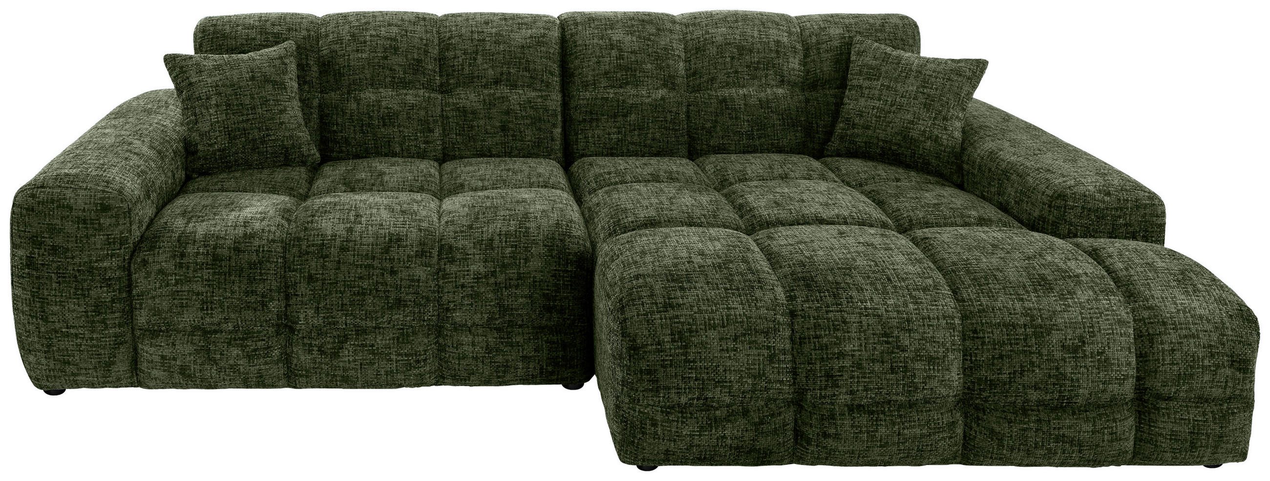 ECKSOFA in Struktur Dunkelgrün  - Dunkelgrün/Schwarz, Modern, Kunststoff/Textil (301/152cm) - Livetastic