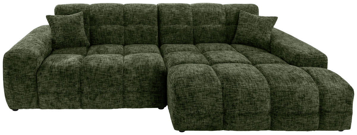 ECKSOFA in Struktur Dunkelgrün  - Dunkelgrün/Schwarz, Modern, Kunststoff/Textil (301/152cm) - Livetastic