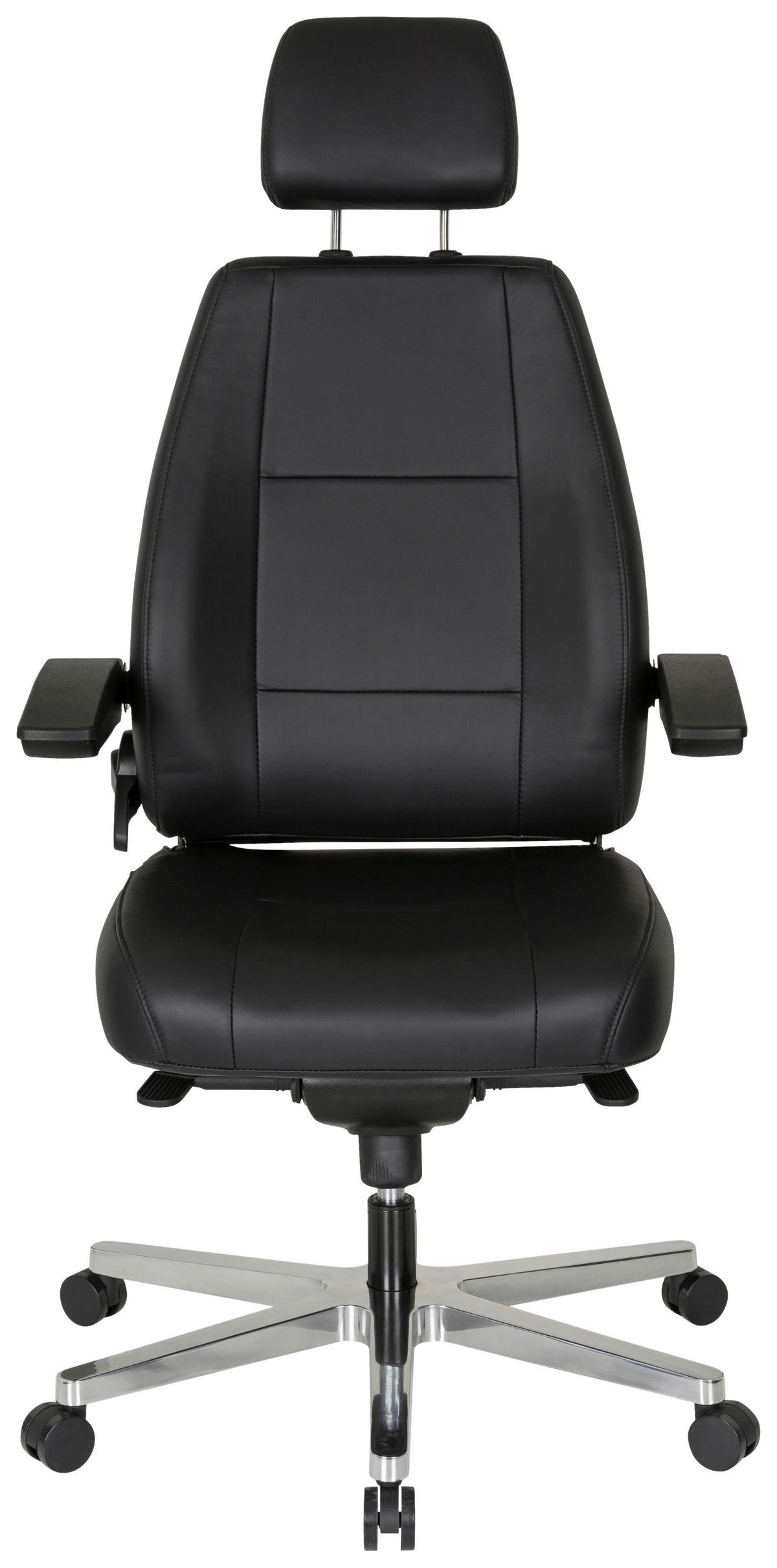 DREHSTUHL Schwarz  - Silberfarben/Schwarz, Basics, Leder/Kunststoff (70/152/70cm) - MID.YOU
