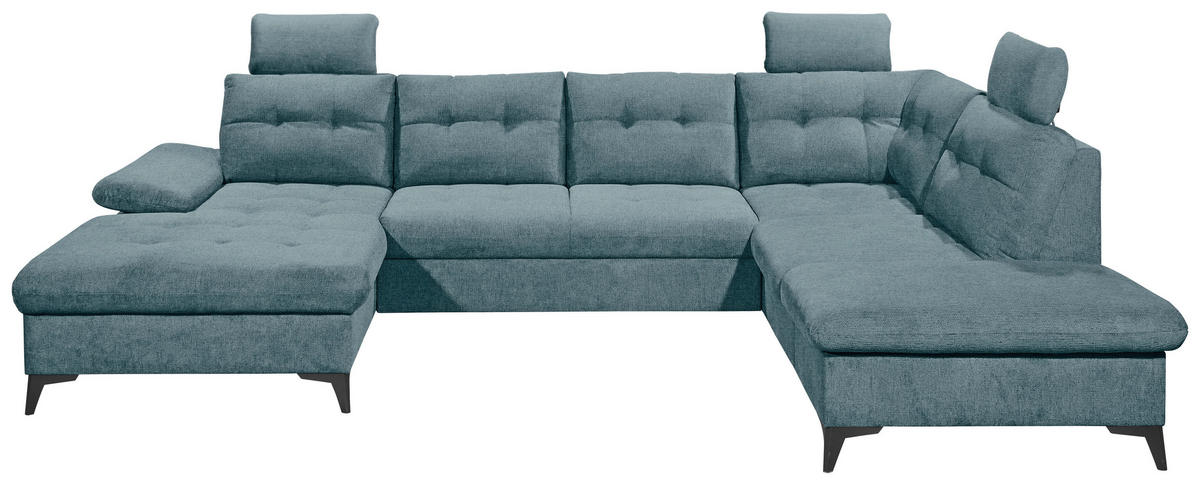 WOHNLANDSCHAFT Blau Webstoff  - Blau/Schwarz, KONVENTIONELL, Kunststoff/Textil (170/324/218cm) - Carryhome