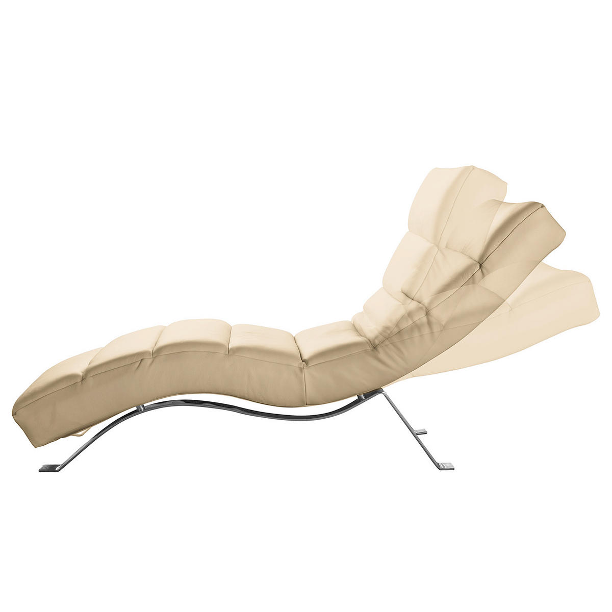RELAXLIEGE Echtleder Beige  - Beige/Silberfarben, Design, Leder/Metall (65/65-95/171cm) - Livetastic